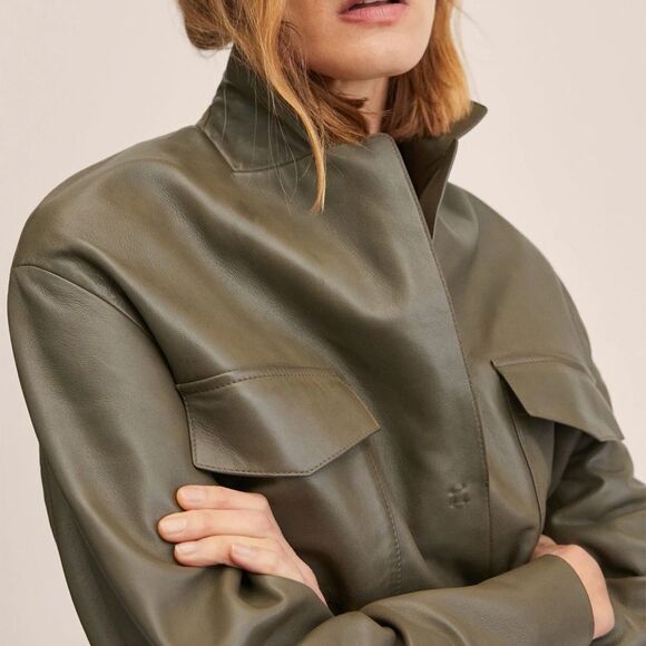 Mango Leather Military Belted Jacket similar to Toteme Jacket - Picture 5 of 8